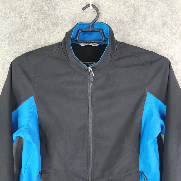 Mens Port Authority Black & Blue Jacket Polyester Full Zip Mock Neck Size XL - Picture 4 of 11